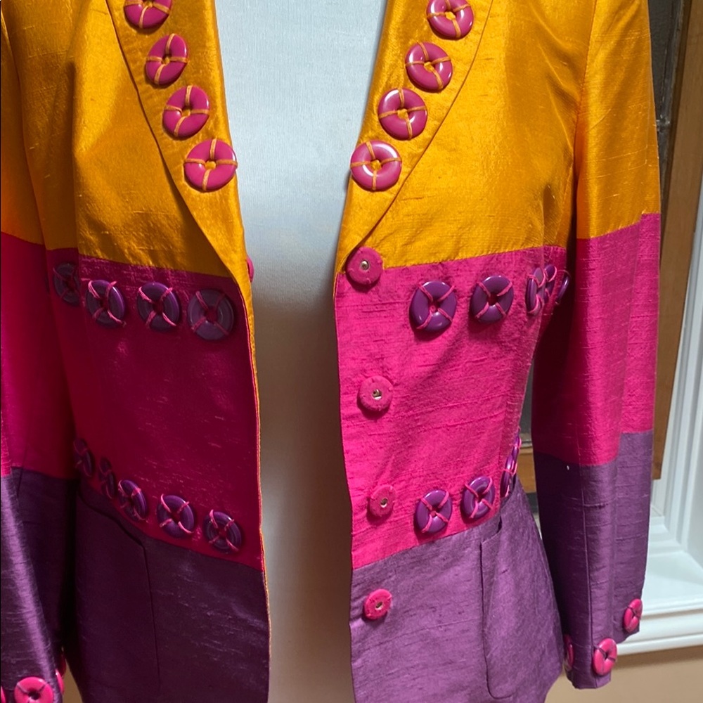 Orange and Pink Moschino Blazer with Tailored Fit and Button Detailing - Picture 6 of 9